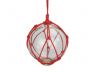 Clear Japanese Glass Ball Fishing Float with Red Netting Christmas Ornament 4 - 1