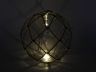 Tabletop LED Lighted Clear Japanese Glass Ball Fishing Float with Brown Netting Decoration 10 - 5