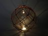 Tabletop LED Lighted Clear Japanese Glass Ball Fishing Float with Red Netting Decoration 10 - 5