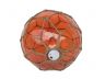 Tabletop LED Lighted Orange Japanese Glass Ball Fishing Float with Brown Netting Decoration 10 - 3