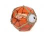 Tabletop LED Lighted Orange Japanese Glass Ball Fishing Float with Brown Netting Decoration 4 - 3