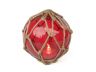 Tabletop LED Lighted Red Japanese Glass Ball Fishing Float with Brown Netting Decoration 4 - 4