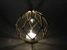 Tabletop LED Lighted Clear Japanese Glass Ball Fishing Float with Brown Netting Decoration 4 - 5