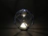 Tabletop LED Lighted Clear Japanese Glass Ball Fishing Float with Blue Netting Decoration 4 - 5