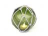 Tabletop LED Lighted Green Japanese Glass Ball Fishing Float with White Netting Decoration 4 - 4