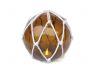 Tabletop LED Lighted Amber Japanese Glass Ball Fishing Float with White Netting Decoration 6 - 4