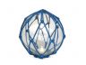 Tabletop LED Lighted Clear Japanese Glass Ball Fishing Float with Blue Netting Decoration 6 - 4