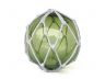 Tabletop LED Lighted Green  Japanese Glass Ball Fishing Float with White Netting Decoration 6 - 1