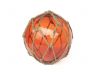 Tabletop LED Lighted Orange Japanese Glass Ball Fishing Float with Brown Netting Decoration 6 - 1