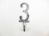 Rustic Silver Cast Iron Number 3 Wall Hook 6 - 2