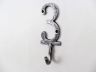 Rustic Silver Cast Iron Number 3 Wall Hook 6 - 1