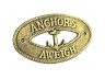 Antique Gold Cast Iron Anchors Aweigh with Anchor Sign 8 - 2