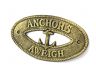 Antique Gold Cast Iron Anchors Aweigh with Anchor Sign 8 - 1