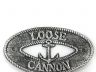 Antique Silver Cast Iron Loose Cannon with Anchor Sign 8 - 4
