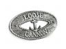 Antique Silver Cast Iron Loose Cannon with Anchor Sign 8 - 2