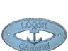 Rustic Light Blue Cast Iron Loose Cannon with Anchor Sign 8 - 4