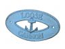 Rustic Light Blue Cast Iron Loose Cannon with Anchor Sign 8 - 1