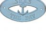 Rustic Light Blue Cast Iron Seas the Day with Anchor Sign 8 - 3