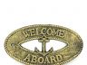 Antique Gold Cast Iron Welcome Aboard with Anchor Sign 8 - 4