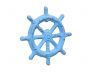 Rustic Light Blue Cast Iron Ship Wheel Bottle Opener 3.75 - 2