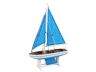 Wooden It Floats 12 - Light Blue wtih Light Blue Sails Floating Sailboat Model - 3
