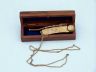 Antique Brass Boatswain (Bosun) Whistle 5 with Rosewood Box - 1