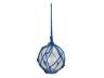 Clear Japanese Glass Ball Fishing Float with Dark Blue Netting Decoration 3 - 1