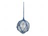 Clear Japanese Glass Ball Fishing Float with Dark Blue Netting Christmas Ornament 4 - 1