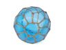 Light Blue Japanese Glass Fishing Float Bowl with Decorative Brown Fish Netting 10 - 3