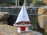 Wooden Decorative Sailboat 12 - Red Sailboat Model - 3