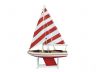 Wooden It Floats 12 - Rustic Red Striped Floating Sailboat Model - 1