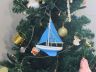 Wooden Light Blue Sailboat with Light Blue Sails Christmas Tree Ornament 9 - 6