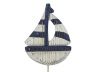 Wooden Rustic Decorative Blue and White Sailboat with Hook 7 - 5