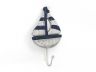 Wooden Rustic Decorative Blue and White Sailboat with Hook 7 - 4