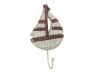 Wooden Rustic Decorative Red and White Sailboat with Hook 7 - 2