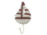 Wooden Rustic Decorative Red and White Sailboat with Hook 7 - 1