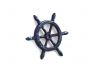 Rustic Dark Blue Cast Iron Ship Wheel Decorative Paperweight 4 - 2