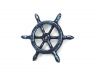 Rustic Dark Blue Cast Iron Ship Wheel Decorative Paperweight 4 - 1