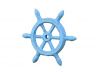 Rustic Light Blue Cast Iron Ship Wheel Decorative Paperweight 4 - 1
