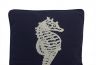Navy Blue and White Seahorse Pillow 16 - 3
