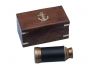 Deluxe Class Scouts Antique Brass Leather Spyglass Telescope 7 with Rosewood Box - 1