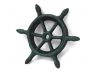 Seaworn Blue Cast Iron Ship Wheel Decorative Paperweight 4 - 1