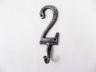 Rustic Silver Cast Iron Number 2 Wall Hook 6 - 1