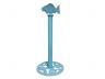 Rustic Light Blue Whitewashed Cast Iron Fish Extra Toilet Paper Stand 15 - 1