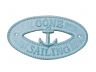 Rustic Light Blue Whitewashed Cast Iron Gone Sailing with Anchor Sign 8 - 1