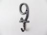 Rustic Silver Cast Iron Number 9 Wall Hook 6 - 1