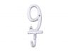Whitewashed Cast Iron Number 9 Wall Hook 6 - 1
