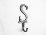 Rustic Silver Cast Iron Letter S Alphabet Wall Hook 6 - 1