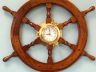 Deluxe Class Wood And Brass Ship Wheel Clock 24 - 6