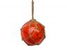 Orange Japanese Glass Ball Fishing Float With Brown Netting Decoration 4 - 5